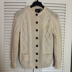 VTG Standún Sweater Women’s Medium Wool Aran Cardigan Ireland Hand Knit Wear